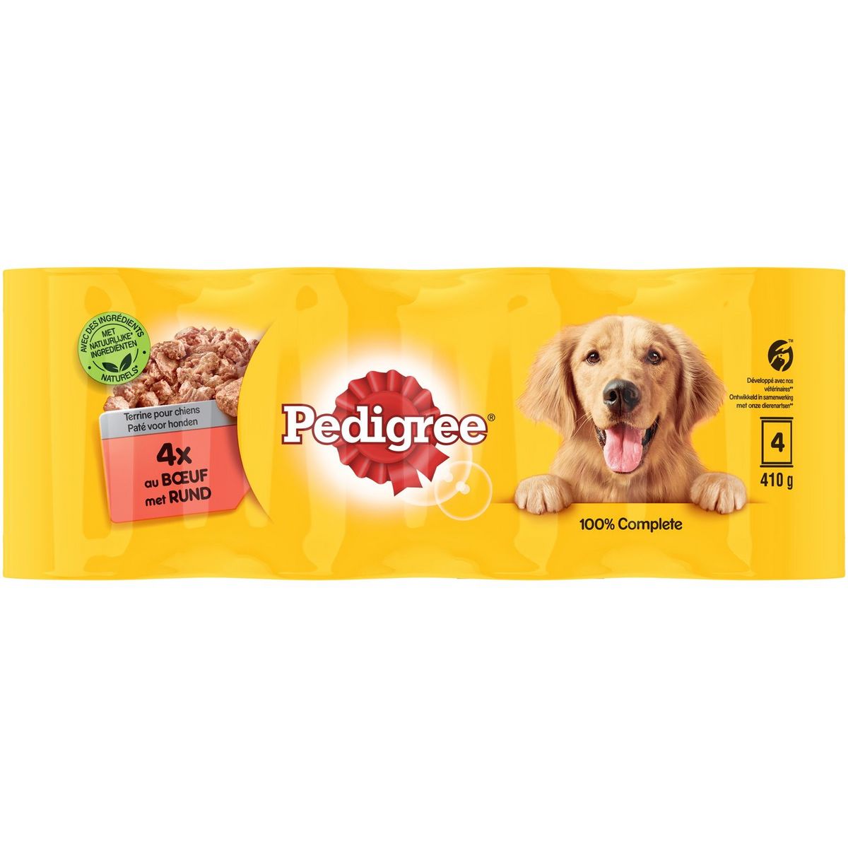 PEDIGREE Terrines saveurs boîtes pâtée au boeuf pour chien 4x410g