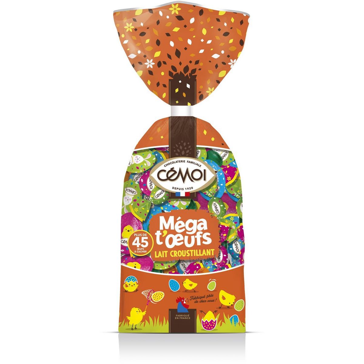 CEMOI Méga t'œufs praliné chocolat au lait croustillant 45 œufs minimum 450g