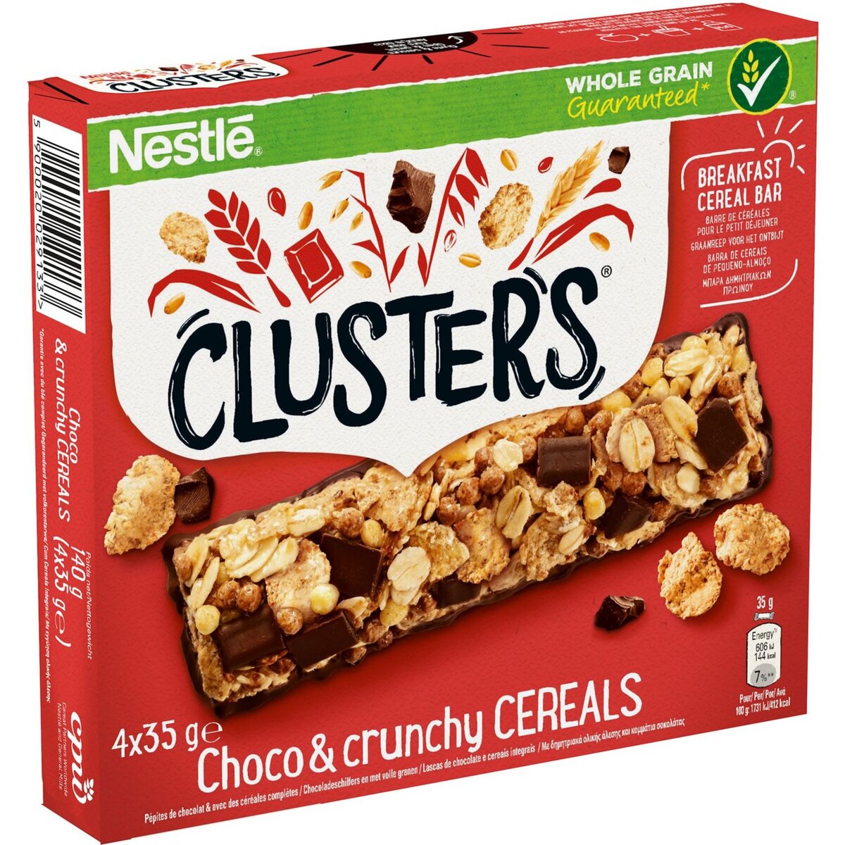 NESTLE Nestlé Clusters barre céréales chocolat 4x35g