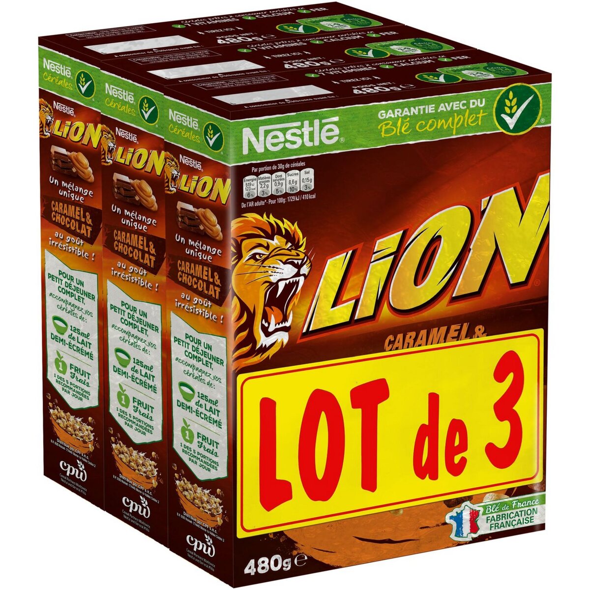 Lion Céréales au caramel & chocolat - La boîte de 480g 