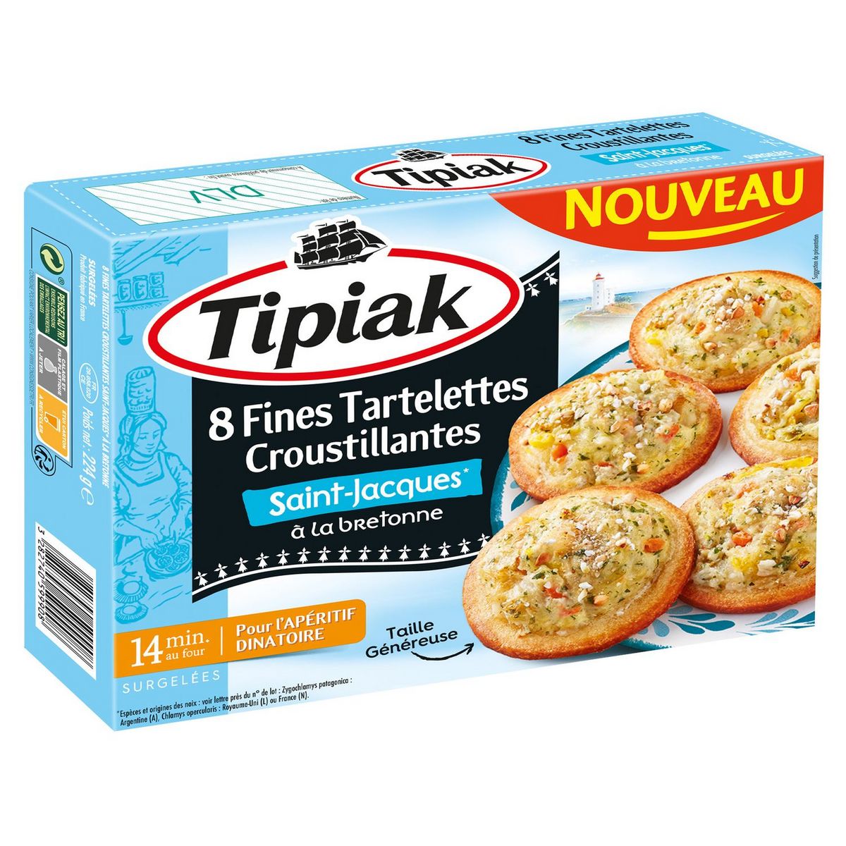 TIPIAK Tartelette st jeacques 8 pièces 225g