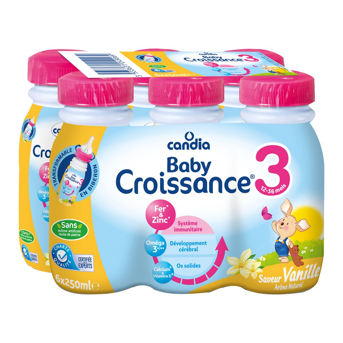CANDIA Baby 3 lait de croissance liquide vanille dès 12 mois 6x250ml