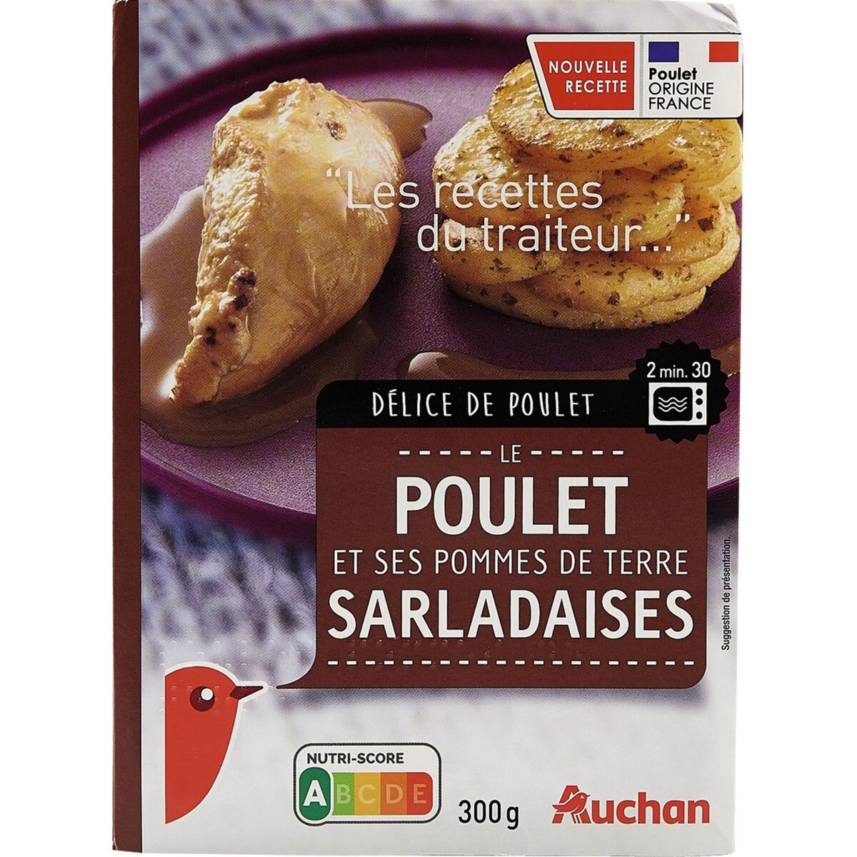 AUCHAN Poulet et pommes de terre Sarladaises 1 portion 300g