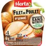 HERTA Filet de poulet fumé sans nitrite 4 tranches 120g