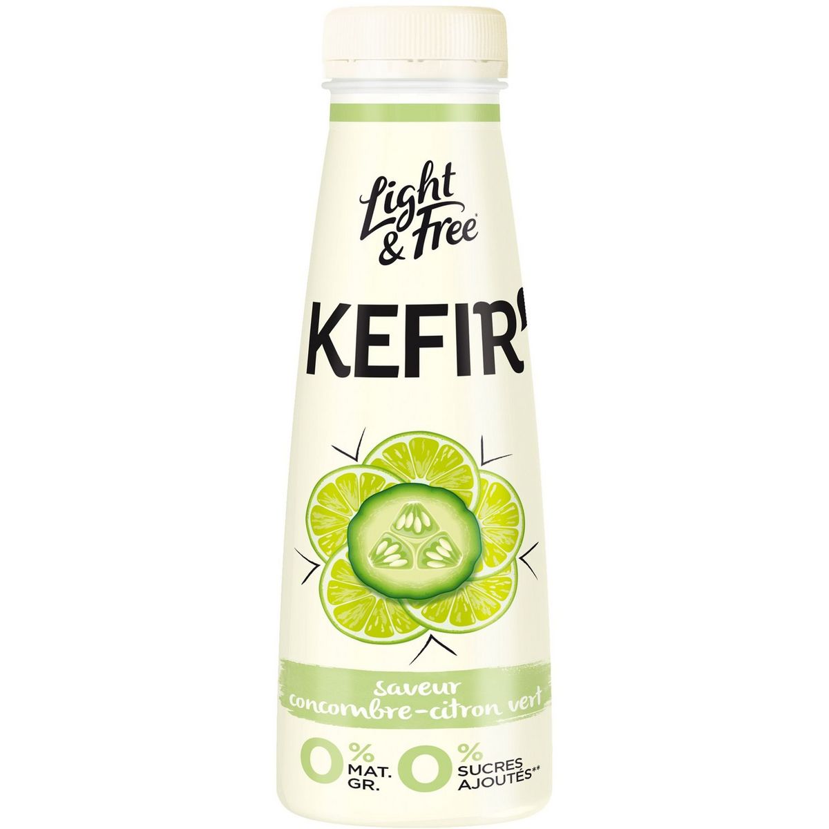LIGHT&FREE Light&Free Kefir yaourt allégé à boire aux citron vert et concombre 273g 273g