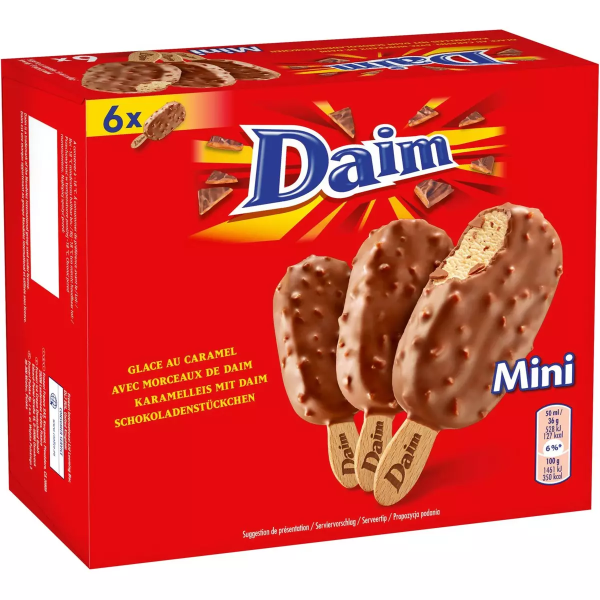 DAIM Daim Mini batônnet glacée glace au camarel et morceau de Daim 216g 6 minis batônnets 216g