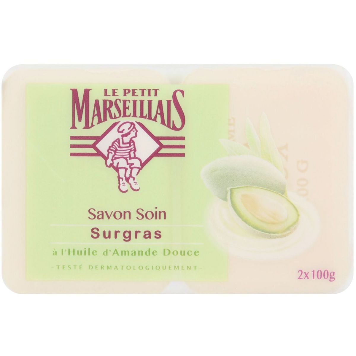 LE PETIT MARSEILLAIS Savon soin surgras à l'huile d'amande douce 2x100g