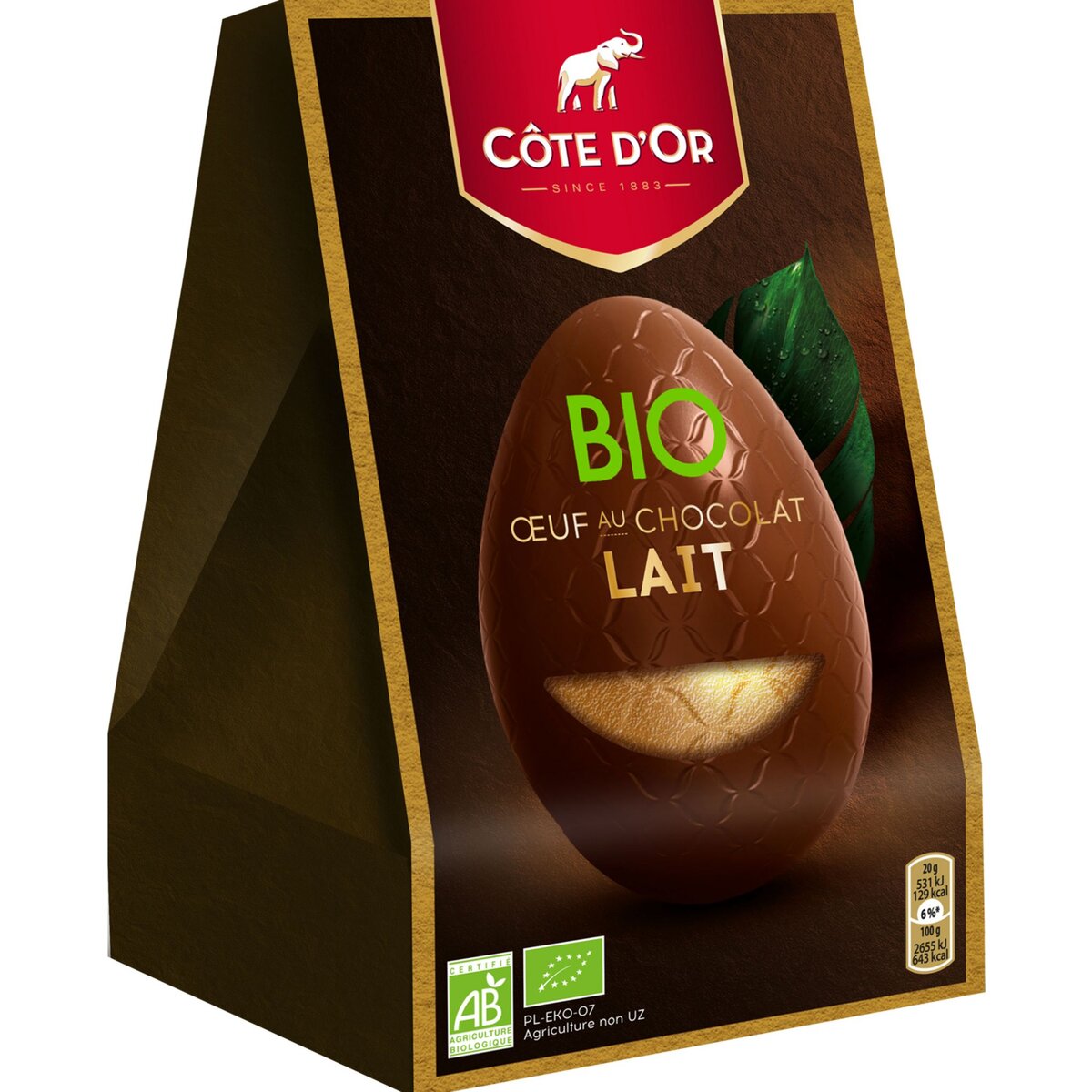 COTE D'OR Oeuf chocolat au lait bio 165g