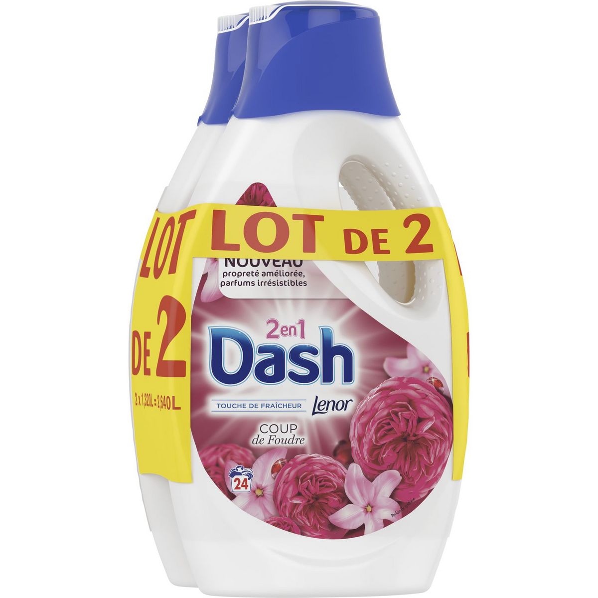 Dash lessive diluée coup de foudre 2x24 lavages 2,64l