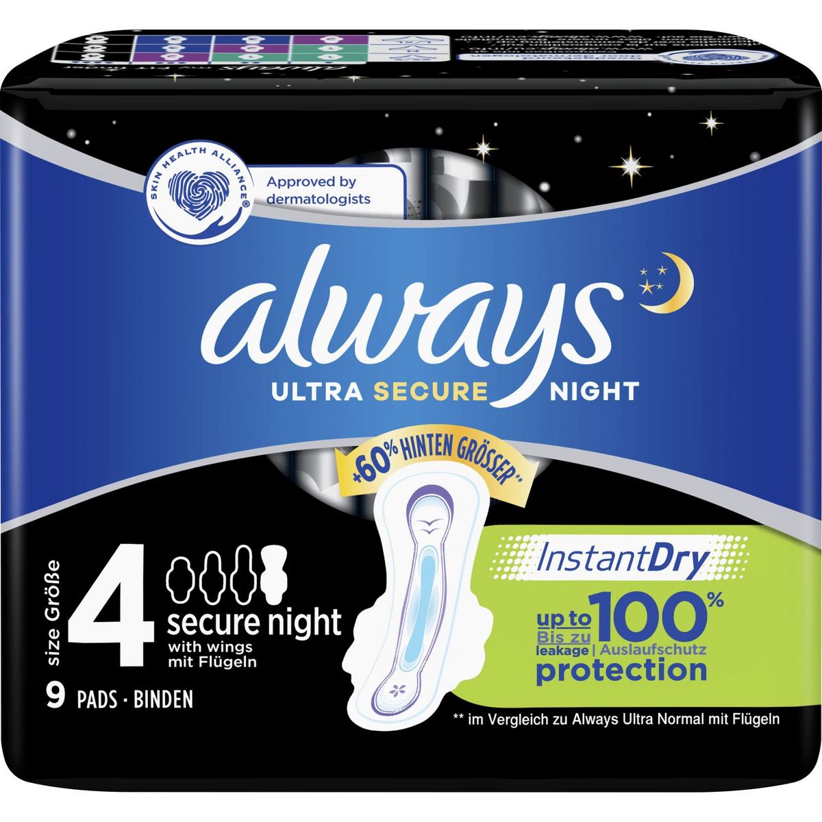 ALWAYS Ultra Night serviettes hygiéniques nuit avec ailettes taille 4 9 serviettes