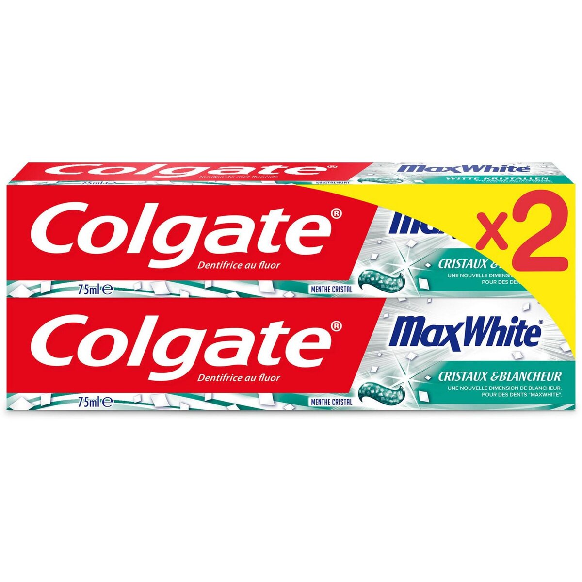 COLGATE Colgate dentifrice max white base cristaux 2x75ml