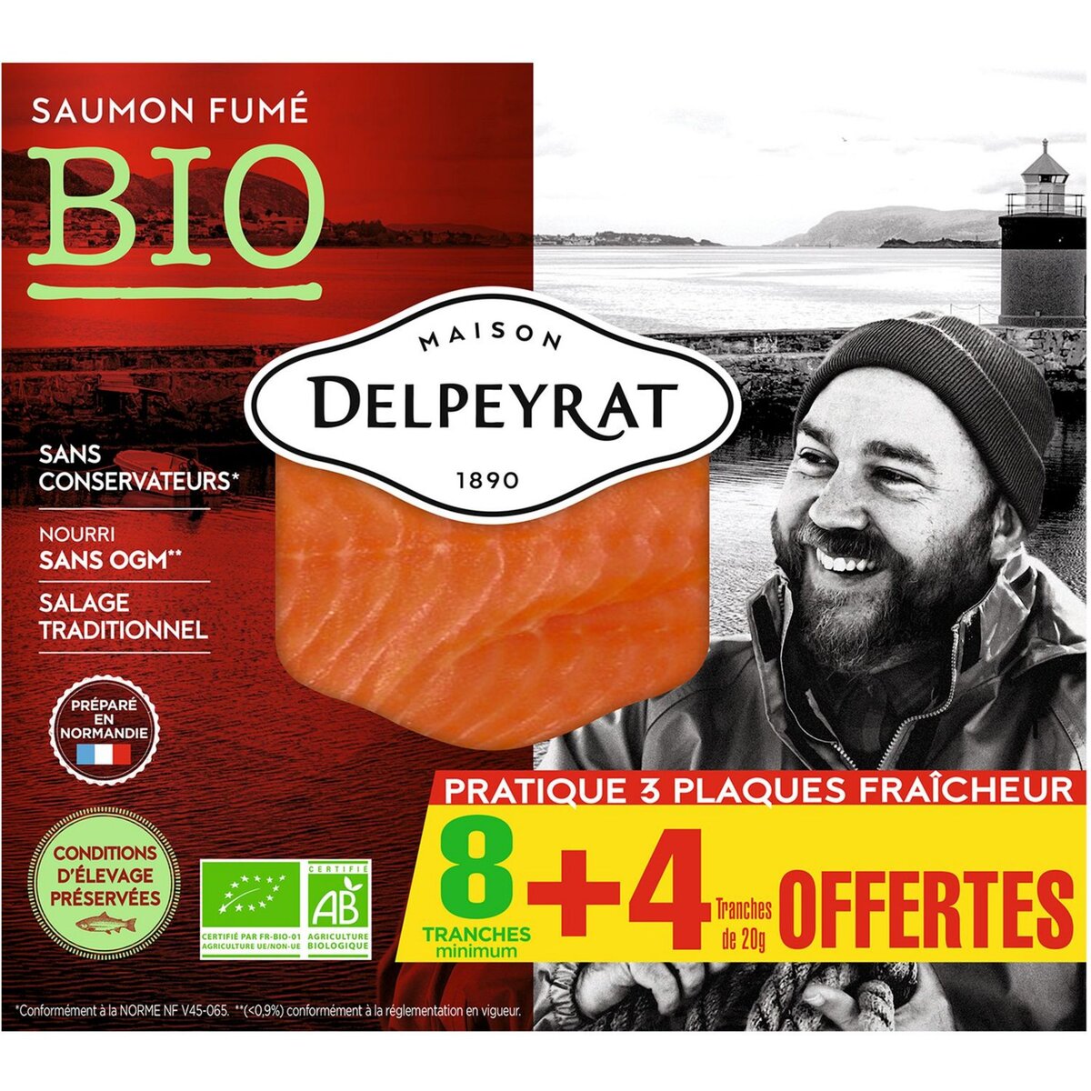 DELPEYRAT Delpeyrat saumon fumé bio tranche x8 +4offertes 400g