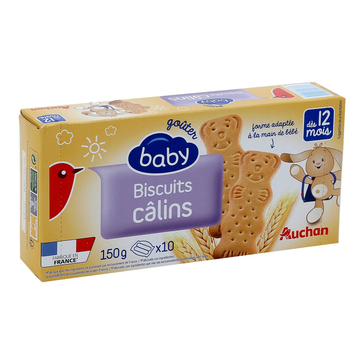 AUCHAN BABY Mon petit goûter biscuits dès 12 mois 150g
