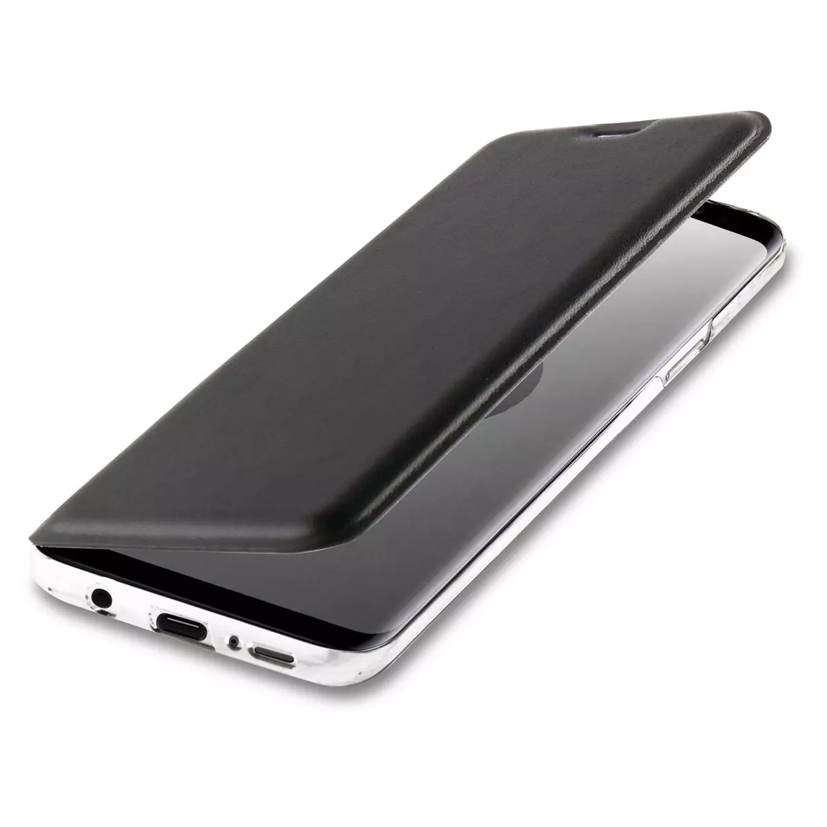 QILIVE Étui à rabat pour Samsung Galaxy S9 - Noir/Transparent