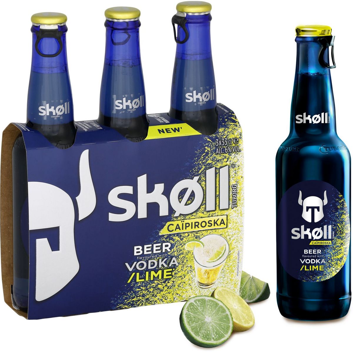 SKOLL Tuborg Bière aromatisée vodka et citron vert bouteilles 3x33cl