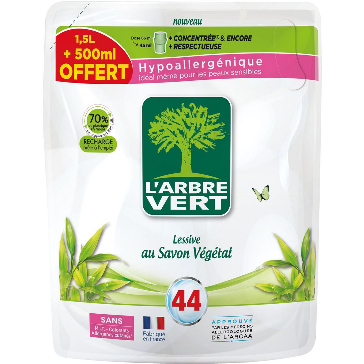 ARBRE VERT L'Arbre Vert recharge lessive végétal 1,5l +500ml offert