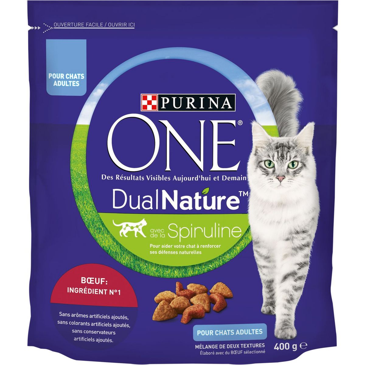 PURINA One dual nature croquettes au boeuf pour chat 400g