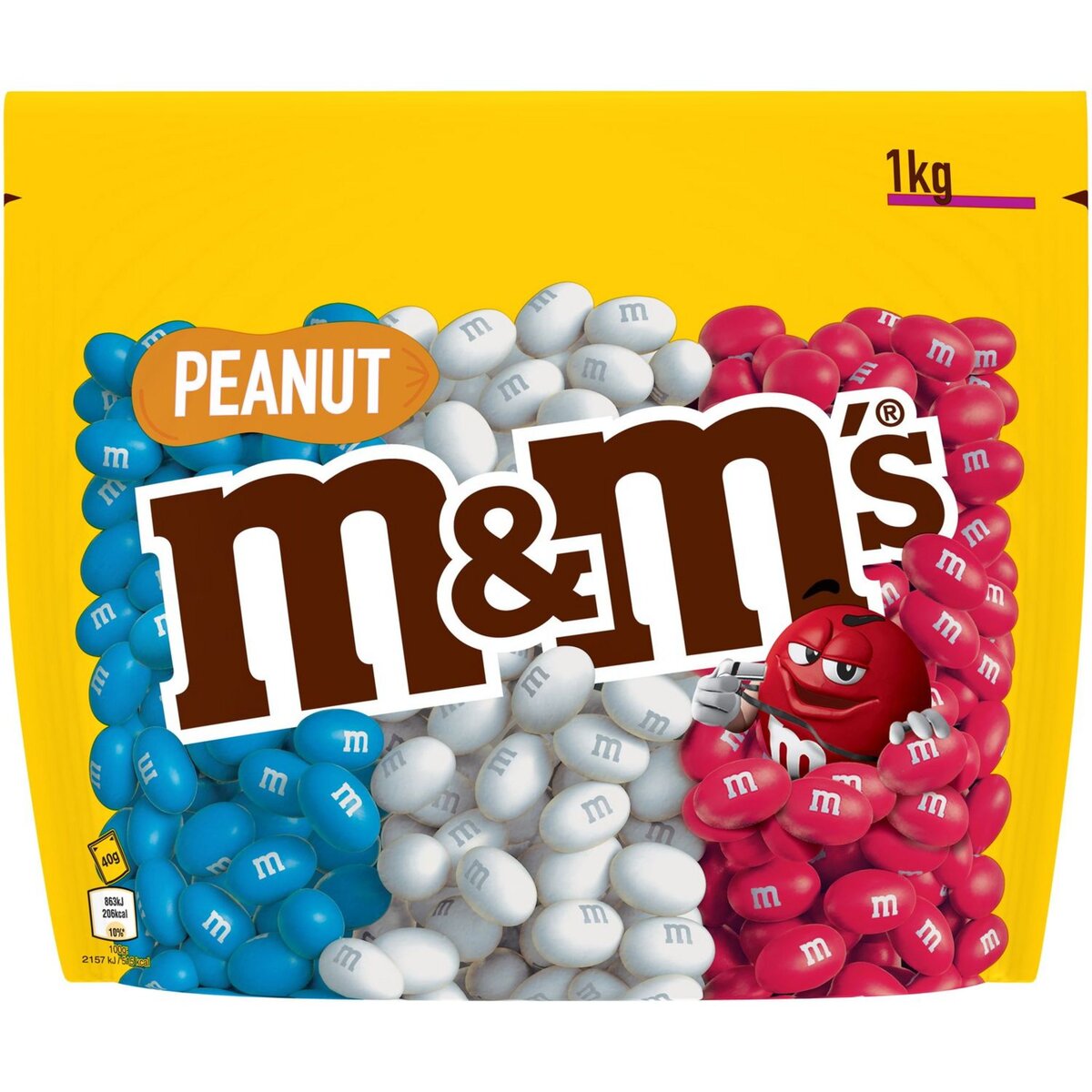 M&M'S Peanuts Cacahuètes enrobées de chocolat au lait et dragéifiées 1kg  pas cher 