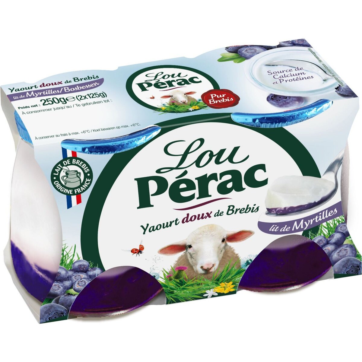 LOU PERAC Lou Perac yaourt de brebis nature sur lit de myrtilles 2x125g 2x125g