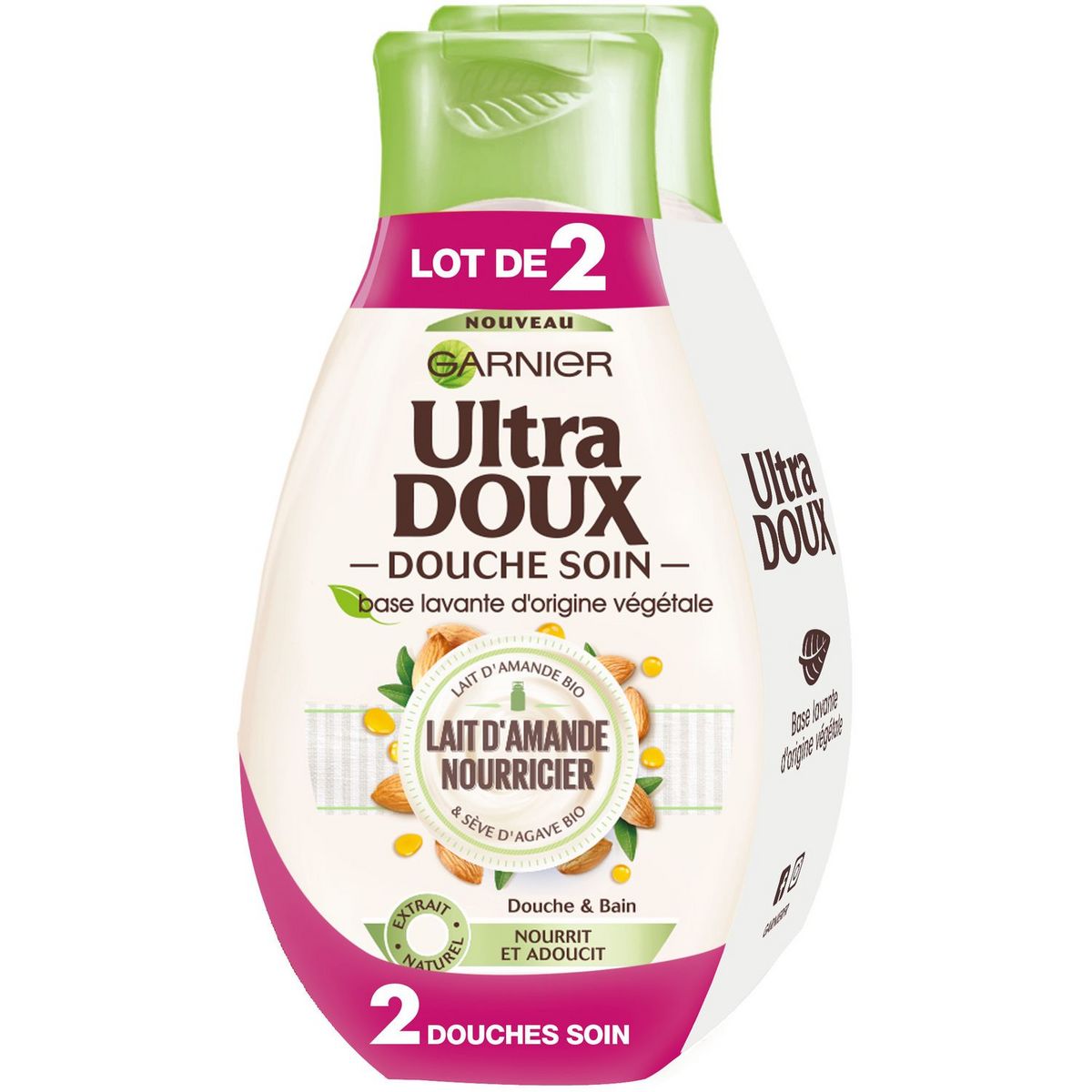 ULTRA DOUX Gel douche et bain lait d'amande nourricier 2x250ml
