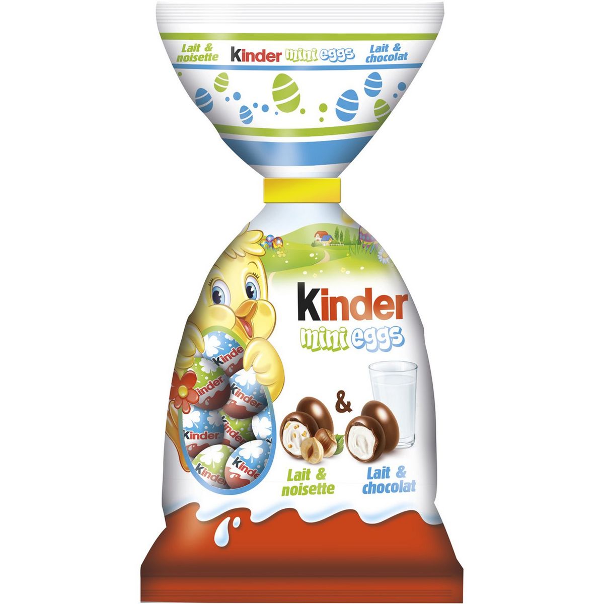 KINDER Mini eggs assortiment d'œufs en chocolat lait noisettes et lait chocolat 250g