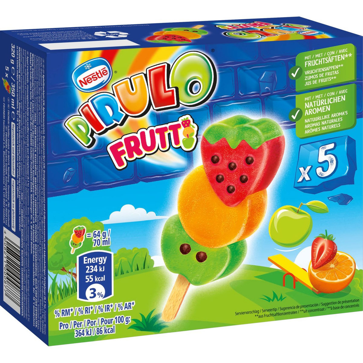 PIRULO Frutti bâtonnet glacé aux fruits 5 pièces 320g pas cher - Auchan.fr