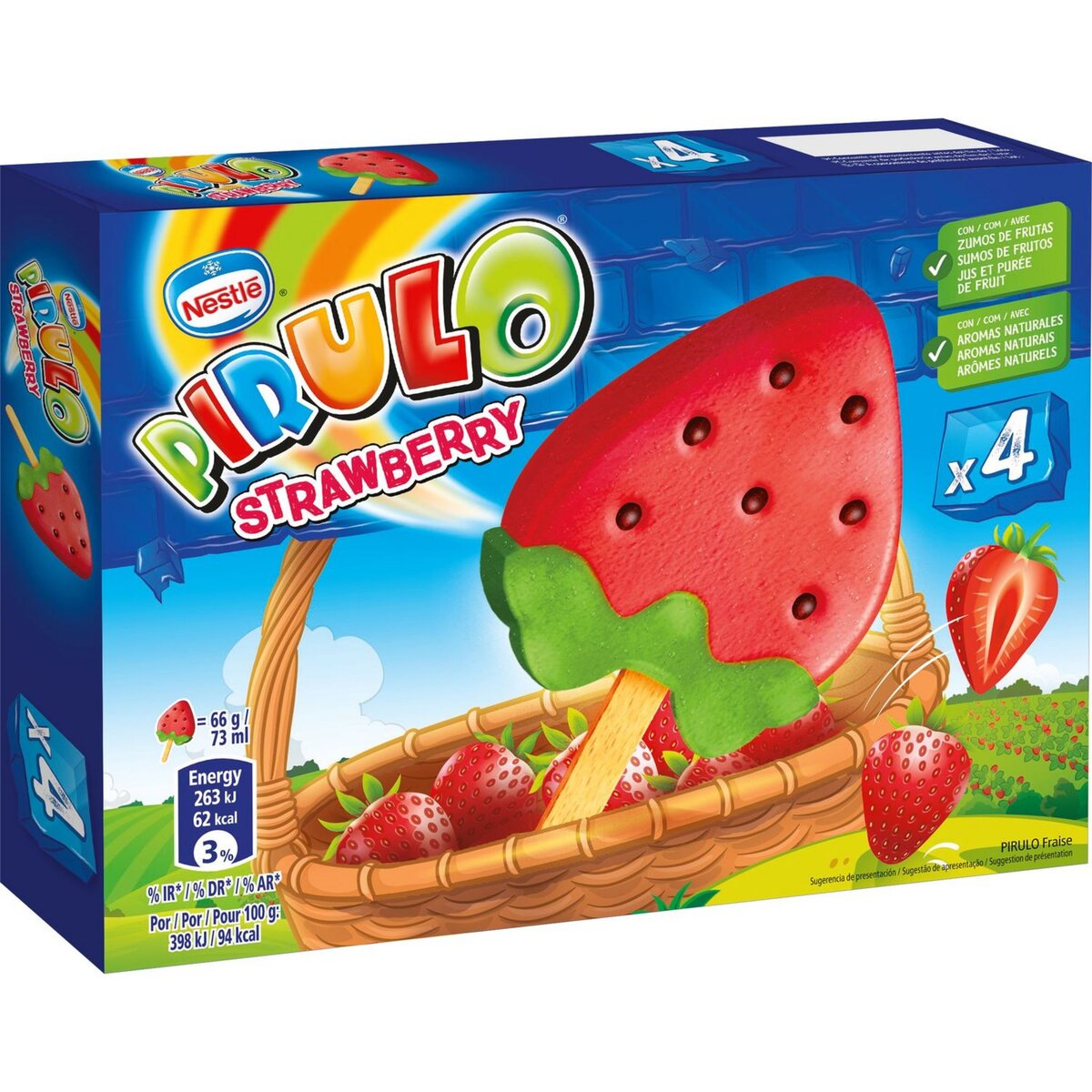 PIRULO Pirulo Bâtonnet glacé strawberry x4 -264g 4 pièces 264g