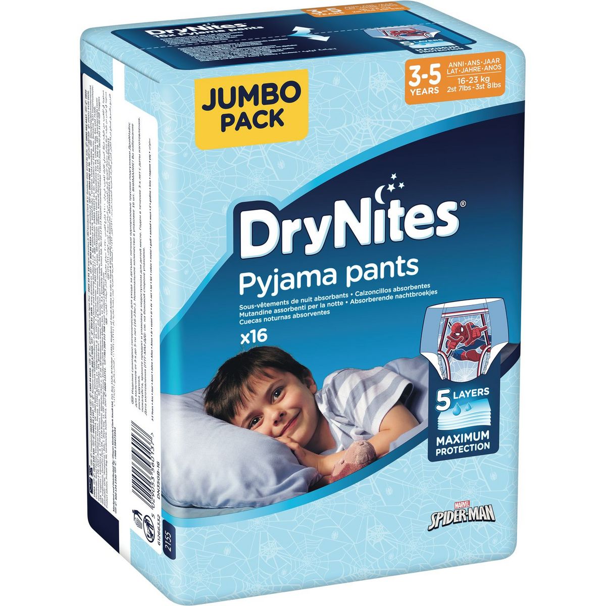 HUGGIES Huggies DryNites sous-vêtements de nuit garçons 3-5 ans x16 16 slips