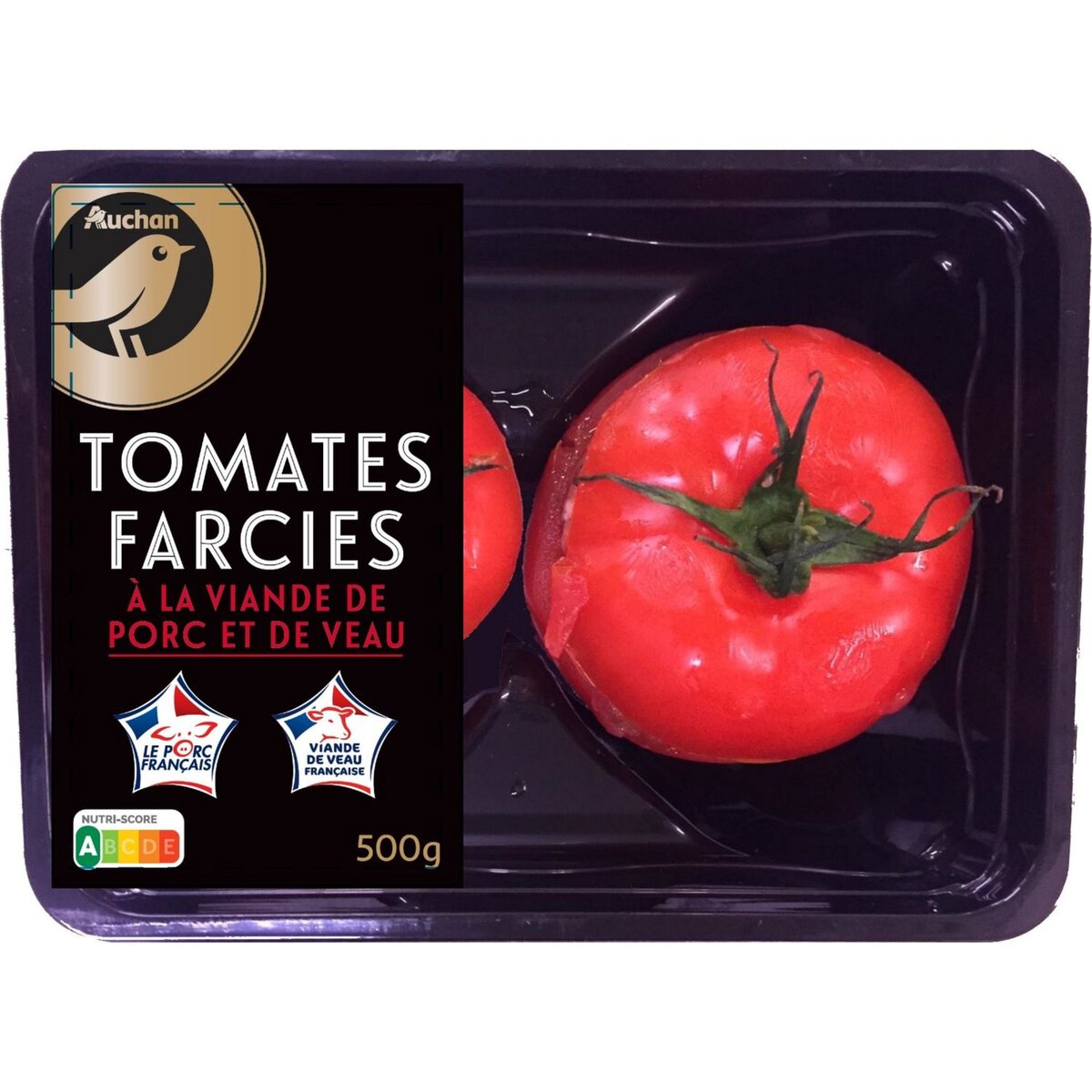AUCHAN GOURMET Tomates farcies à la viande de porc et de veau 2 pièces 500g