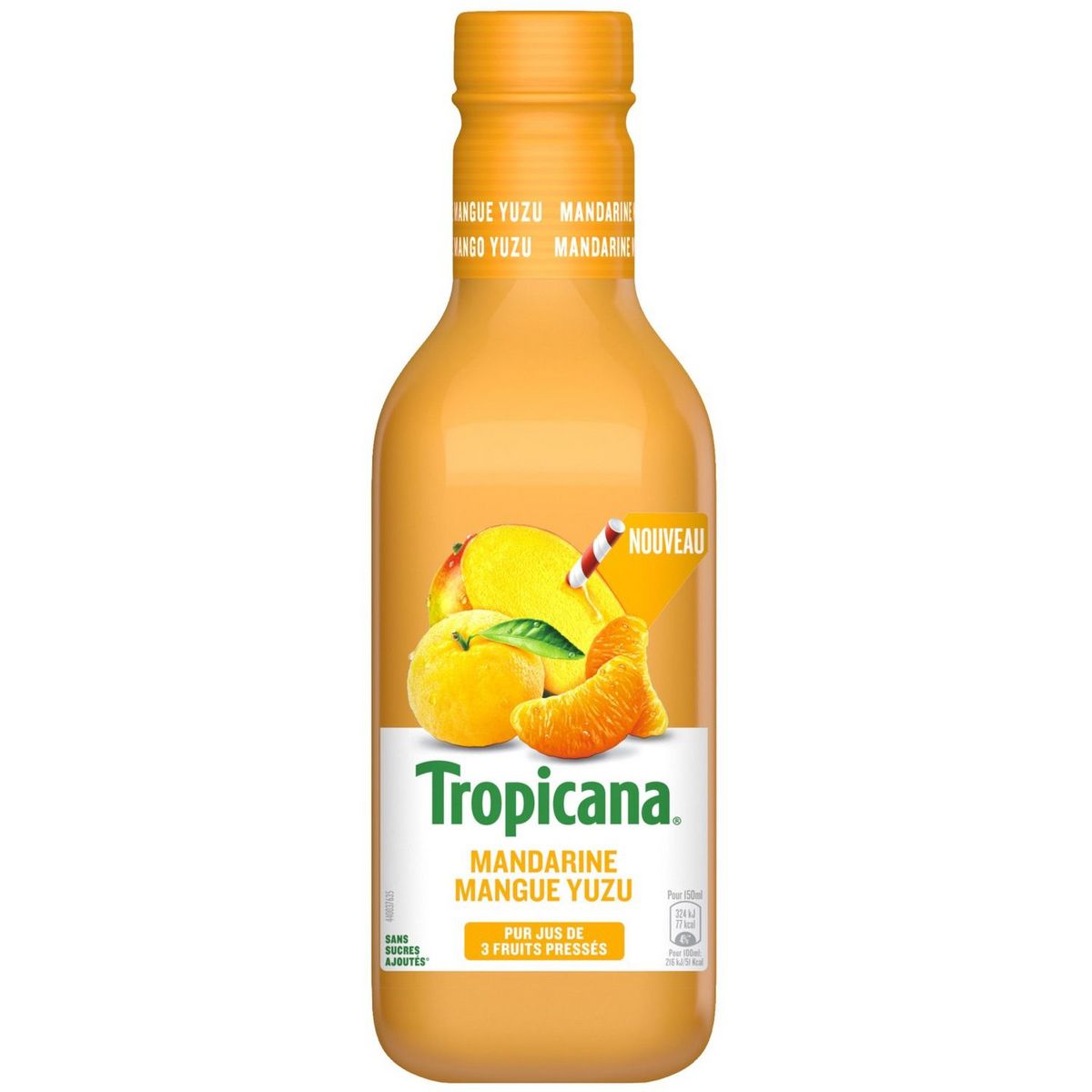 TROPICANA Pur jus 3 fruits pressés mandarine mangue yuzu 90cl