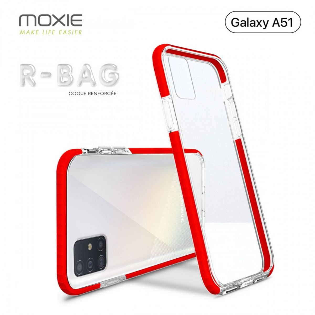 MOXIE Coque de protection pour Samsung A51 - Rouge