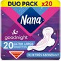 NANA Goodnight serviettes hygiénique nuit ultra large avec ailettes 20 serviettes 2x10 serviettes