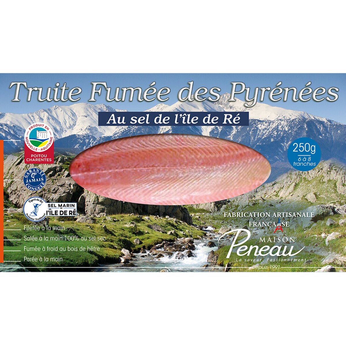 Truite fumée des Pyrénées au sel de l'île de Ré 6/8 tranches 250g
