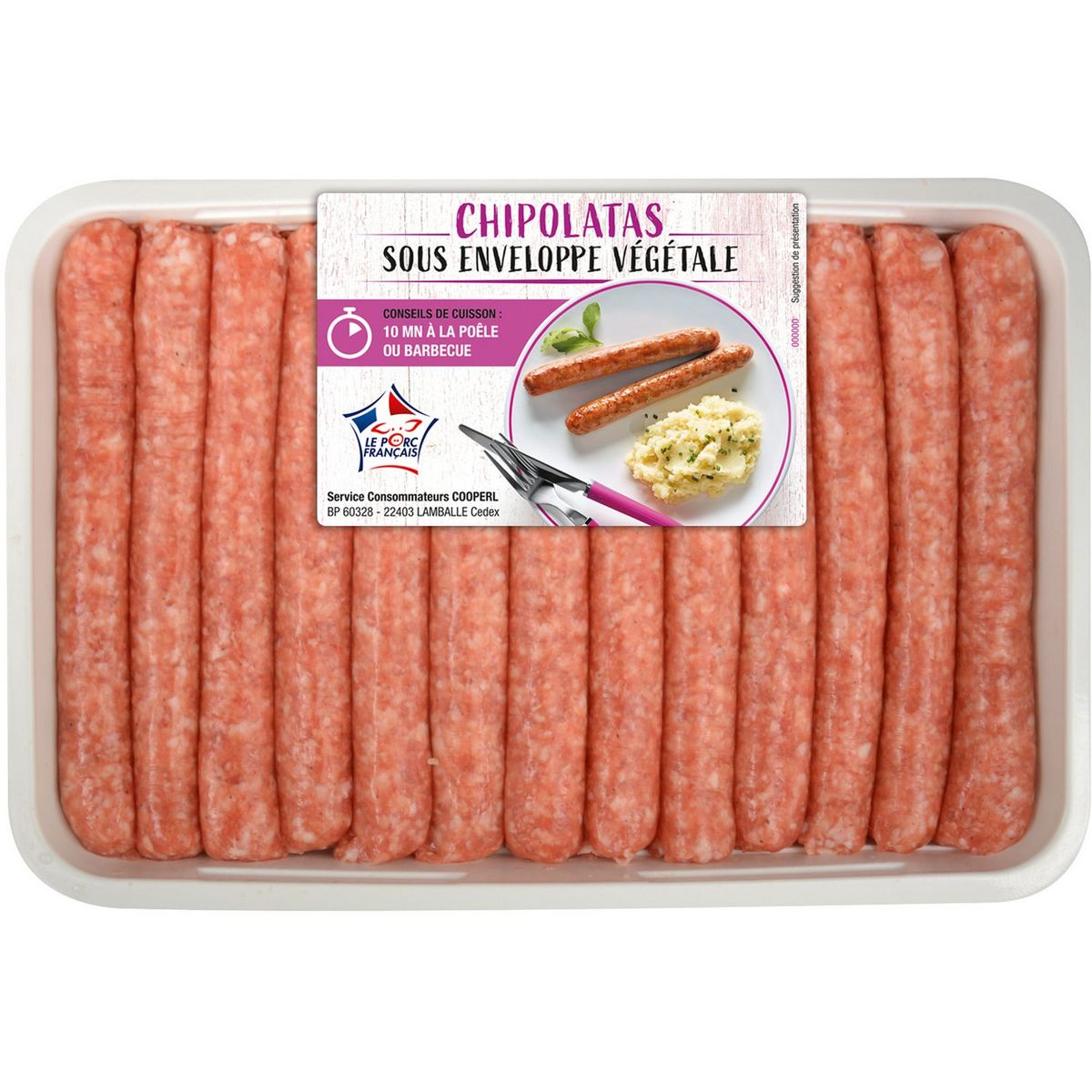 Chipolatas sous enveloppe végétale 2kg