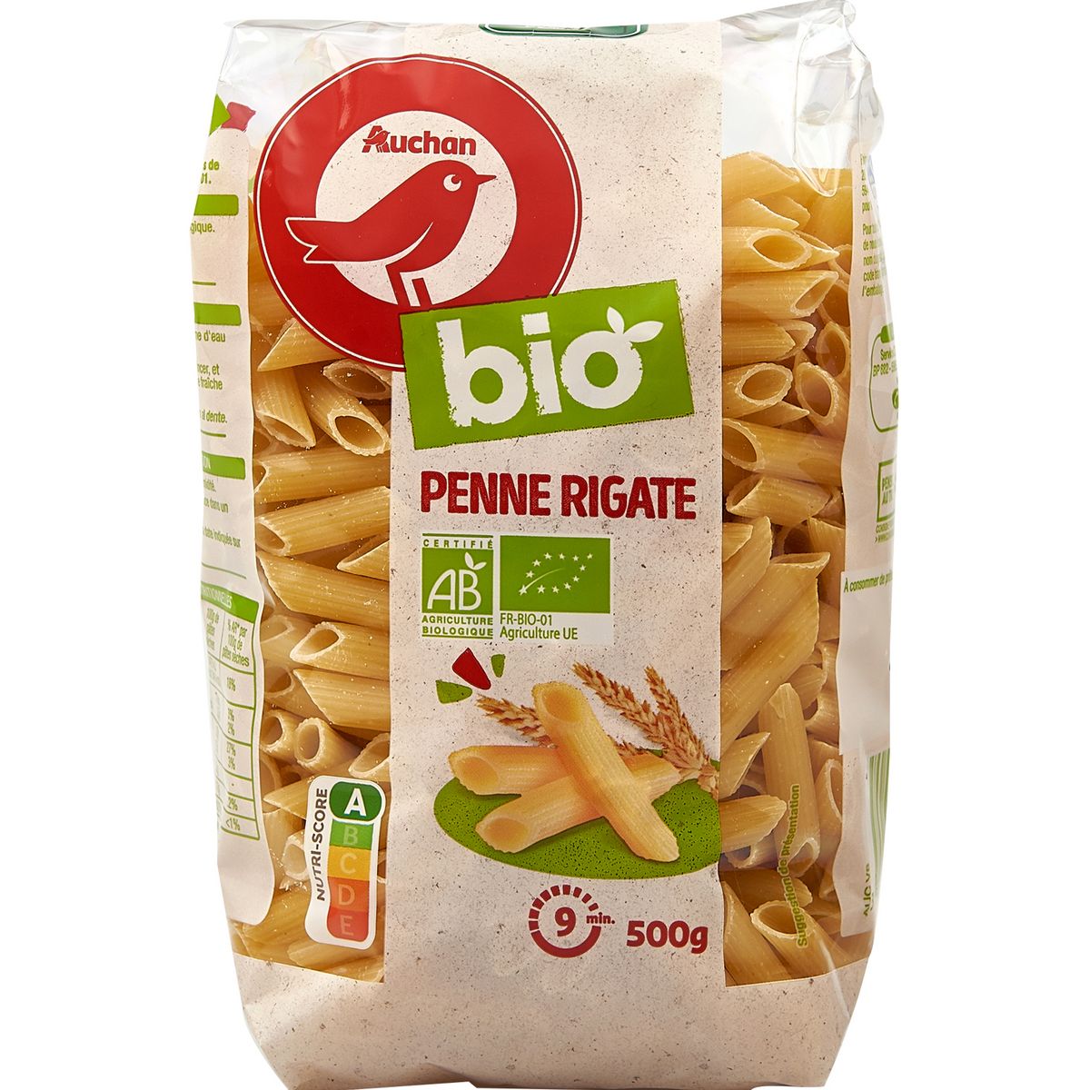 AUCHAN BIO Penne rigate 500g