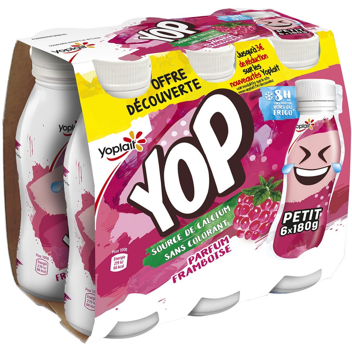 YOP Yaourt à boire à la framboise 6x180g