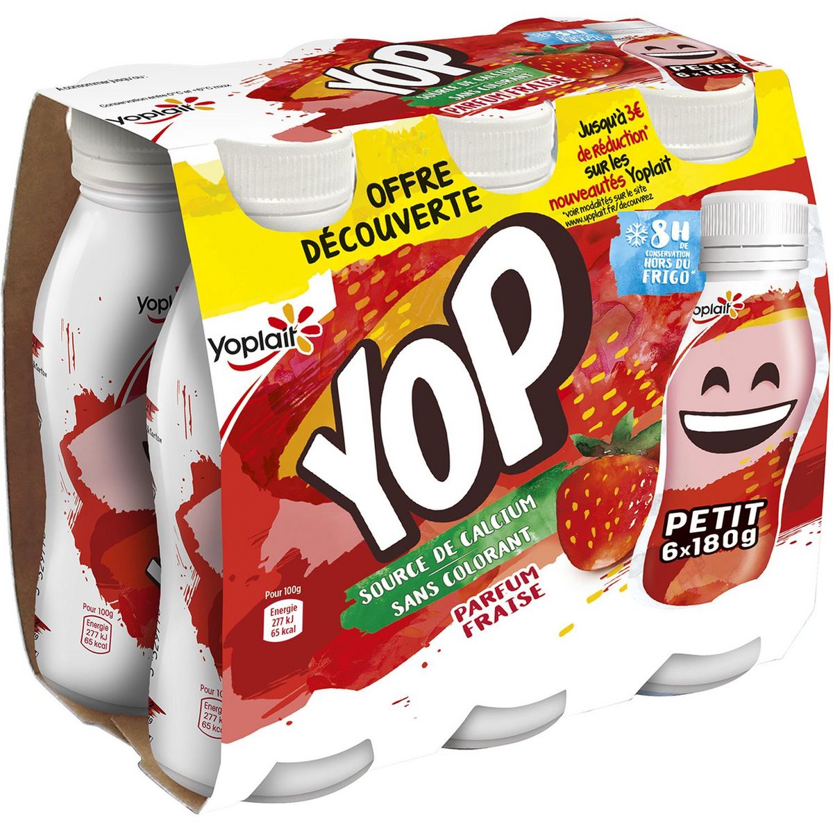 YOP Yaourt à boire à la fraise 6x180g