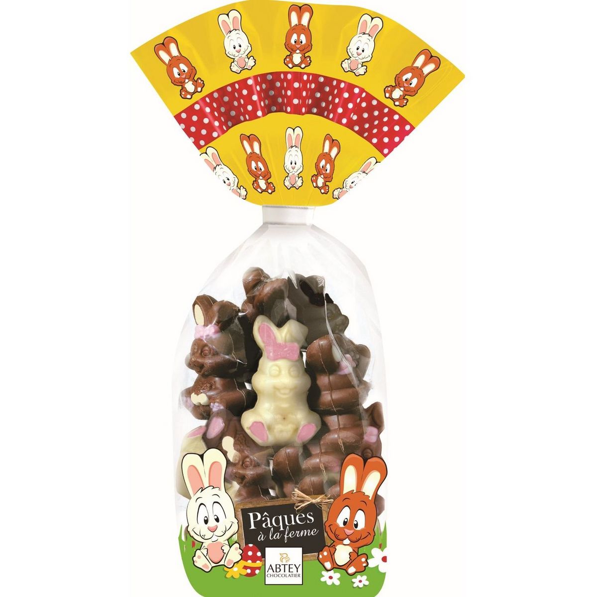 Lapinous décorés au chocolat au lait et blanc 16 pièces 160g