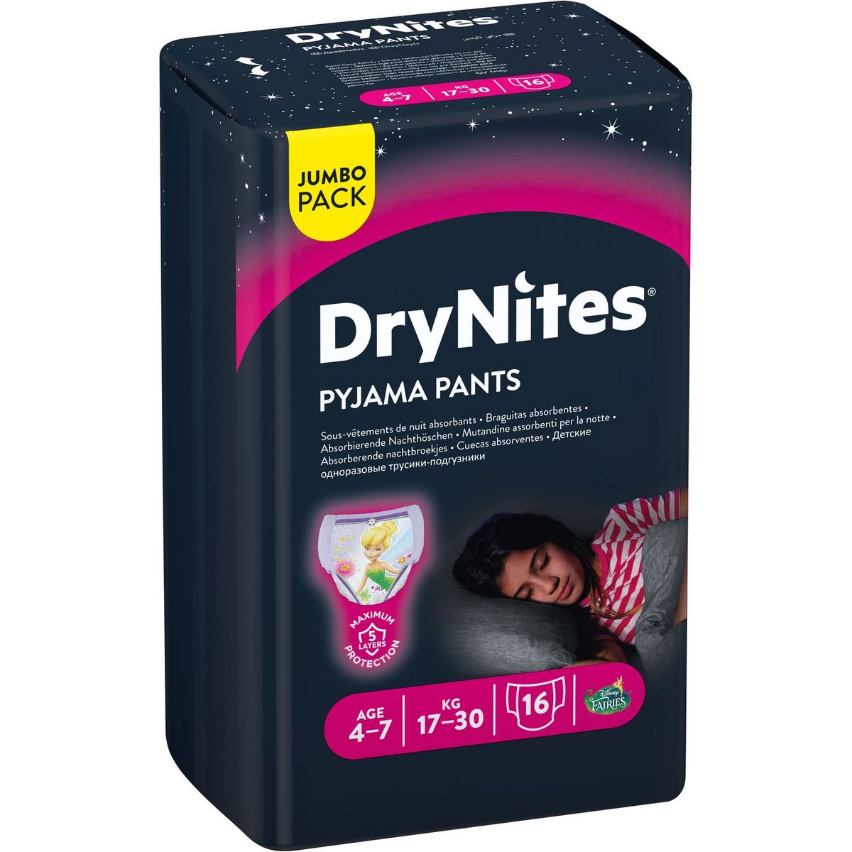 HUGGIES DryNites culottes de nuit absorbantes filles 4-7 ans 16 culottes