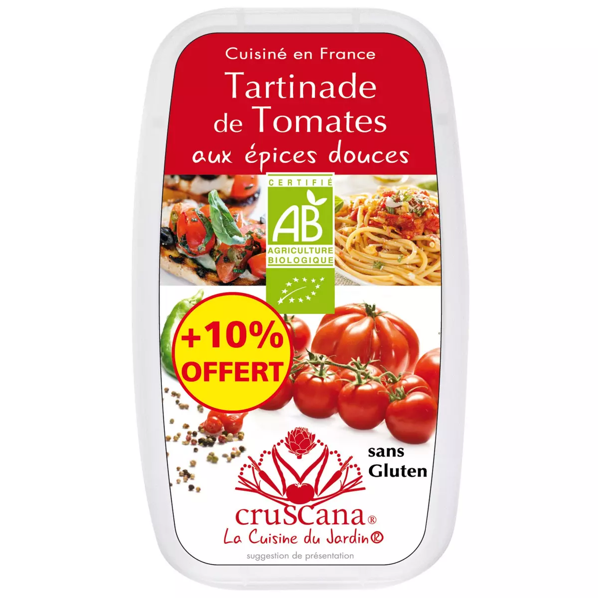 CRUSCANA Tartinade de tomate aux épices douces 100g+10% offert