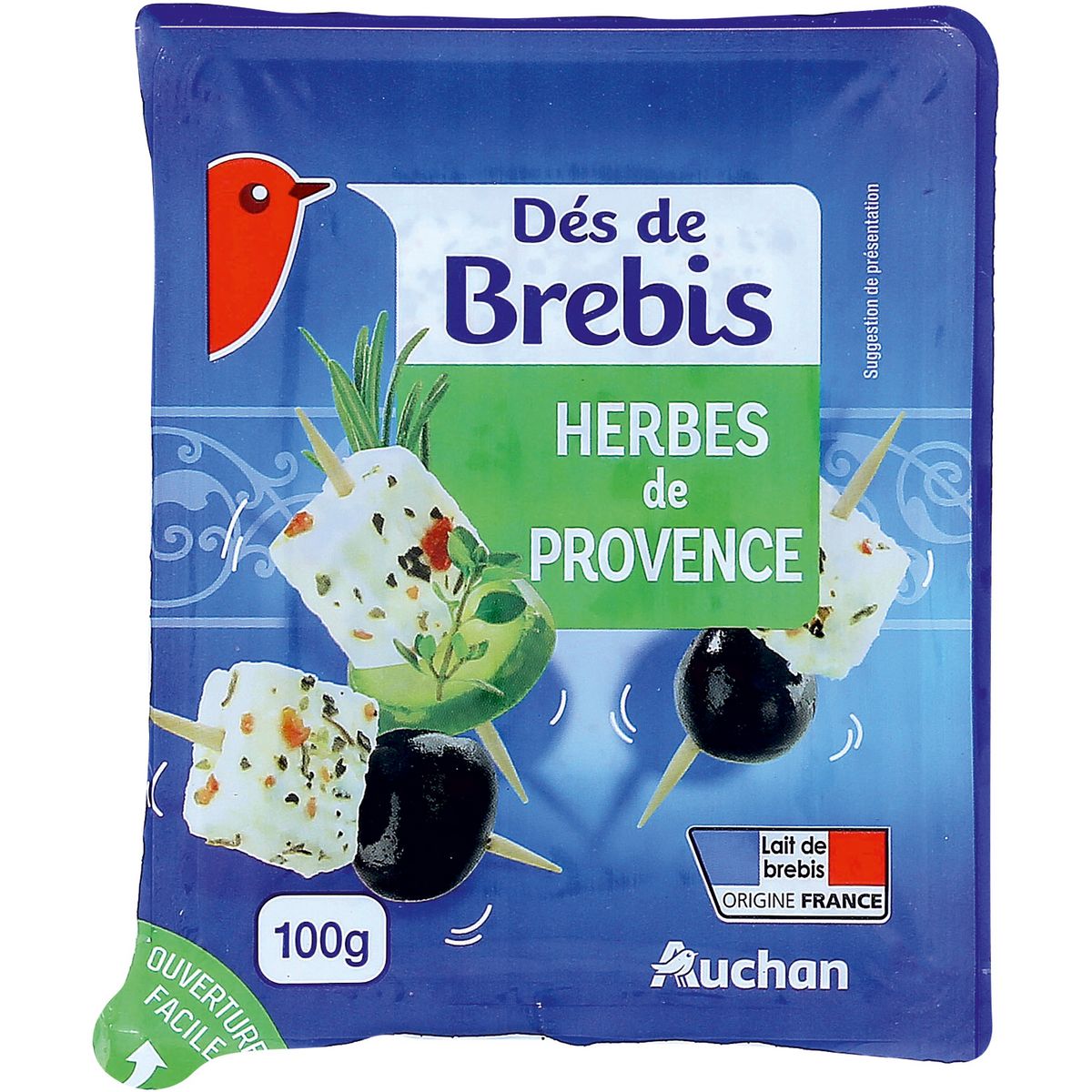 AUCHAN Dés de fromage  brebis aux herbes de Provence 100g