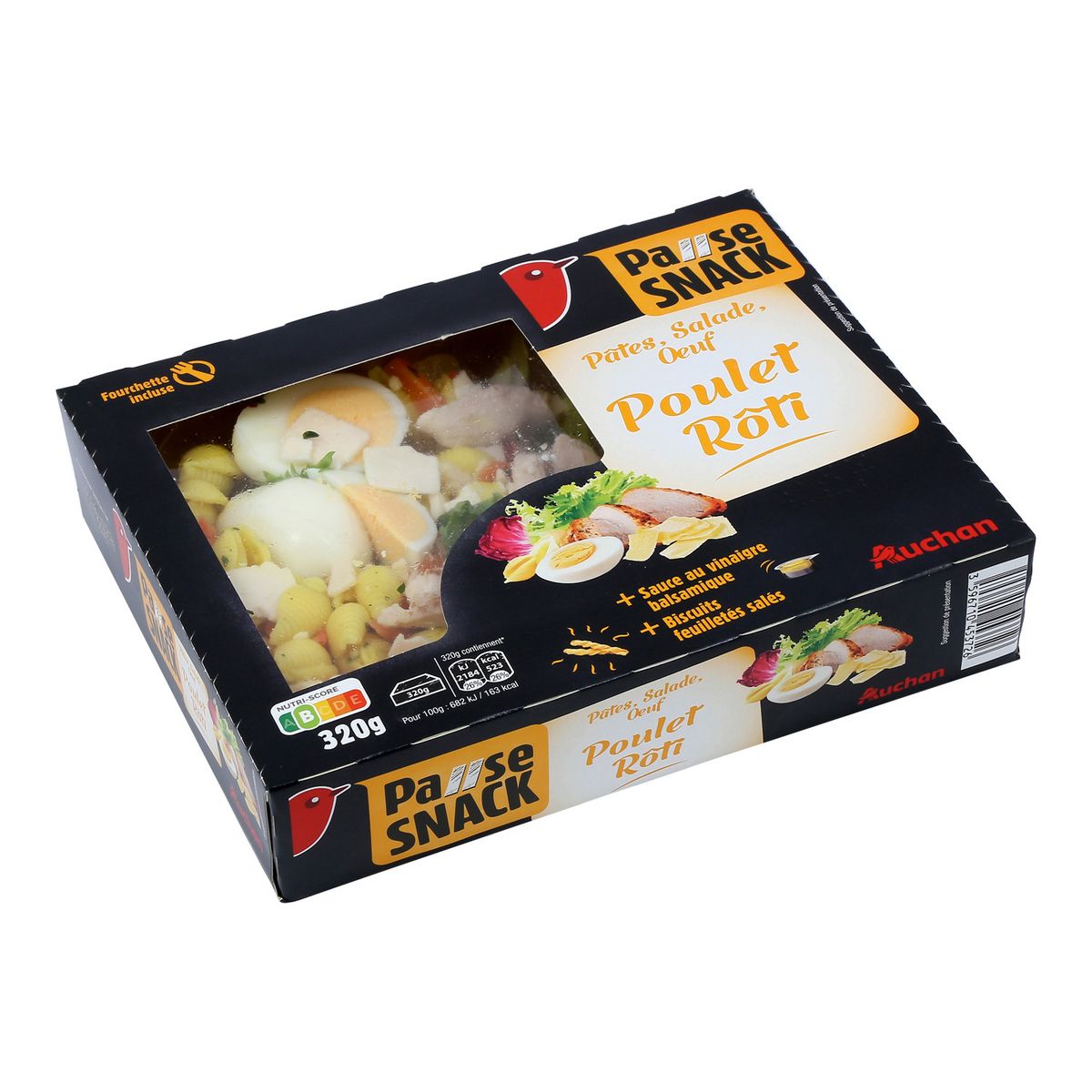 AUCHAN Auchan Pause Snack pâtes, salade, oeuf et poulet rôti 320g 320g