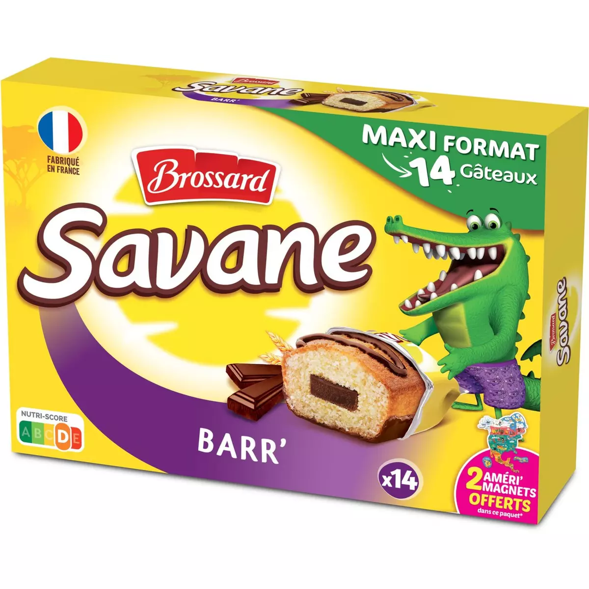 BROSSARD Savane Barr' gâteaux barre de chocolat, sachets individuels 14 gâteaux 378g
