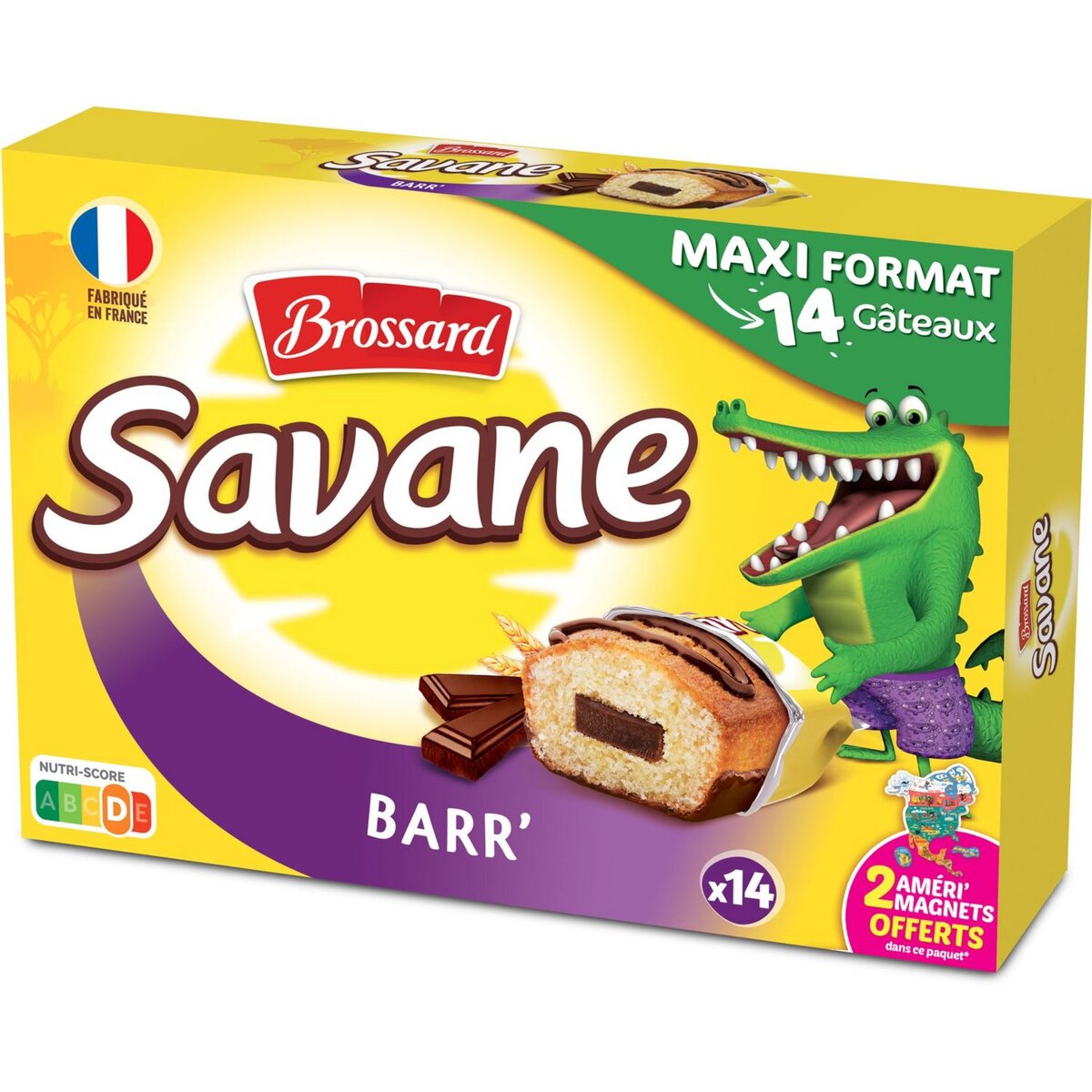 BROSSARD Savane Barr' gâteaux barre de chocolat, sachets individuels 14 gâteaux 378g