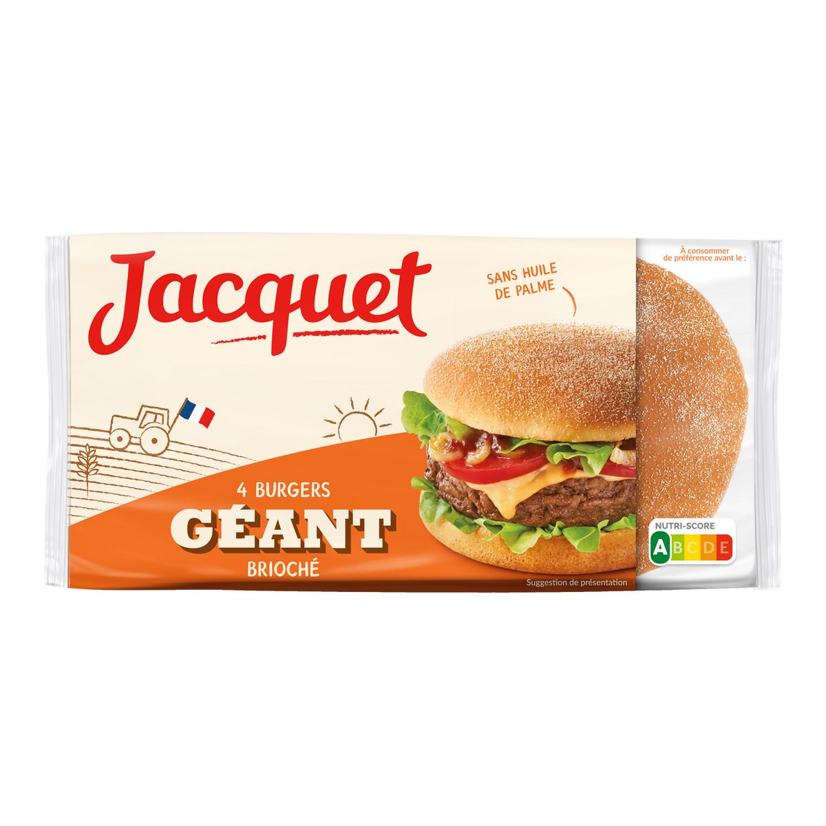 JACQUET Pain burger brioché géant 4 pièces 300g