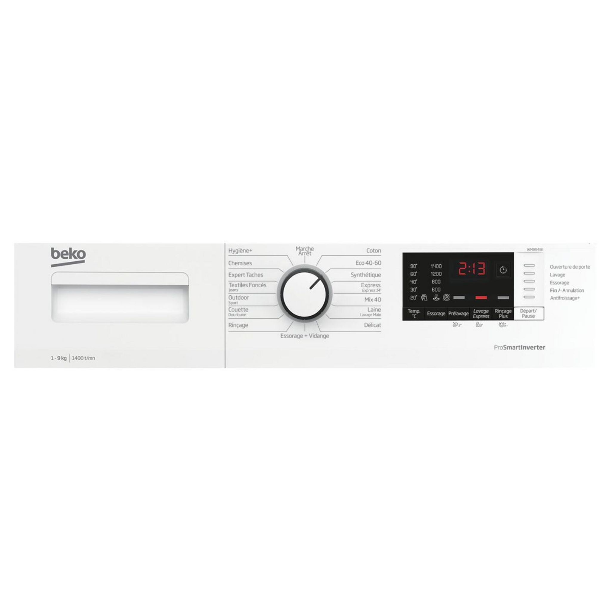 Voir la diapositive 5 : BEKO Lave linge hublot WMB9456, 9 kg, 1400 T/min