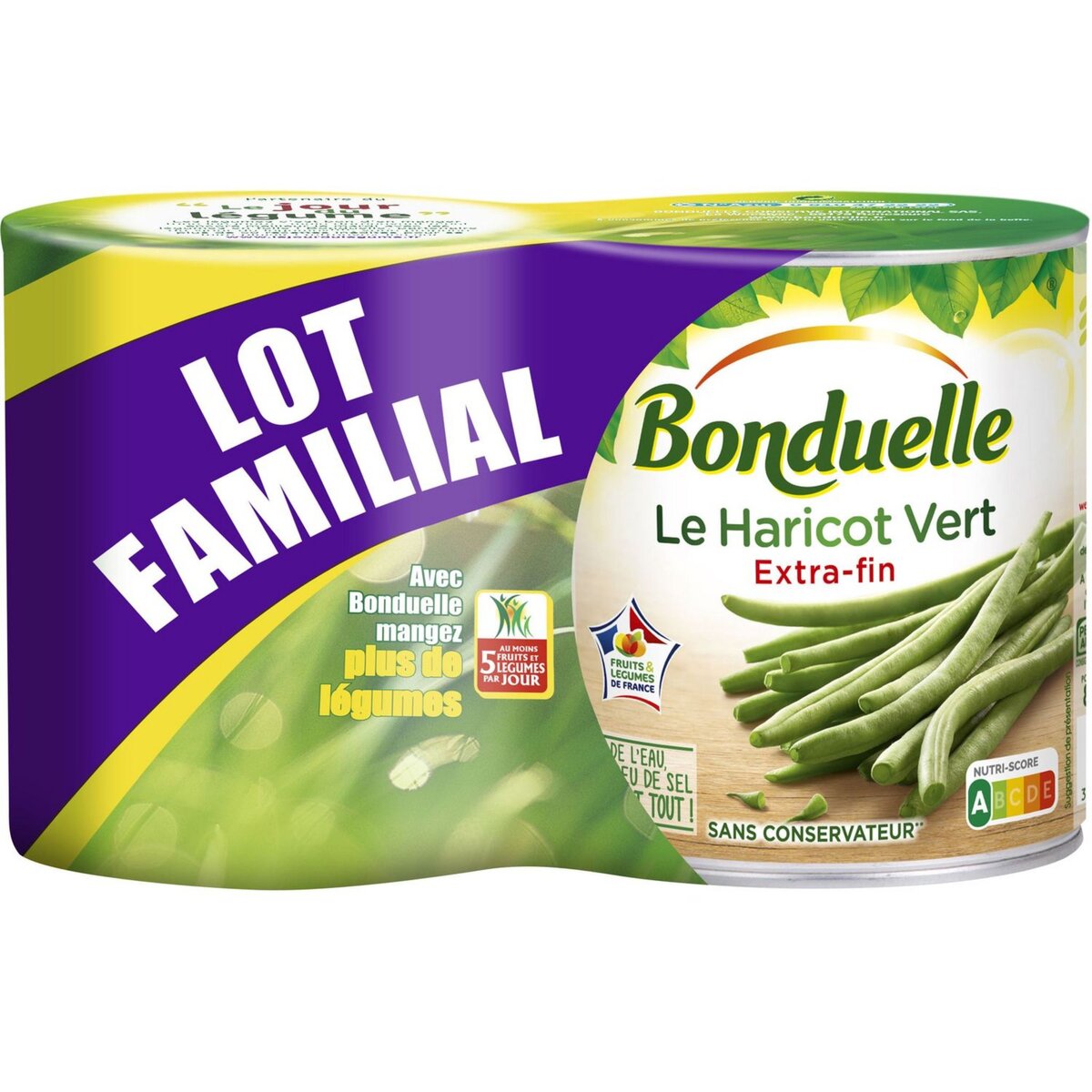 BONDUELLE Haricots verts extra fins rangés format familial 2x440g