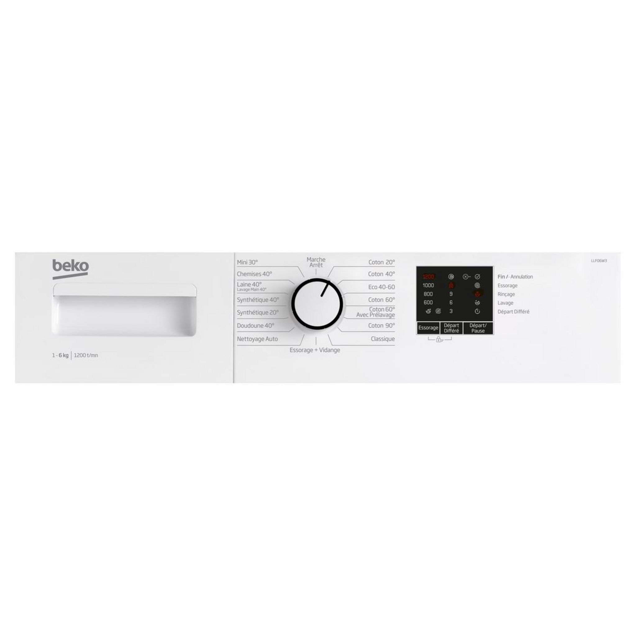 Voir la diapositive 5 : BEKO Lave linge hublot LLF06W3, 6 kg, 1200 T/min