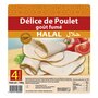 LES DELICES D'ORIENT Jambon de poulet fumé halal 4 tranches 140g