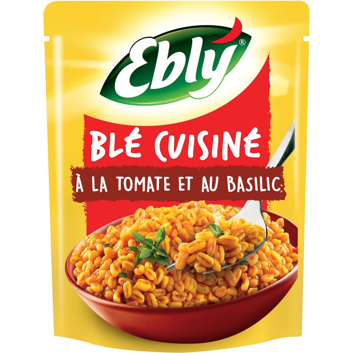 EBLY Blé pré-cuit cuisiné à la tomate et au basilic, sachet micro-ondable 2 min 2 personnes 220g